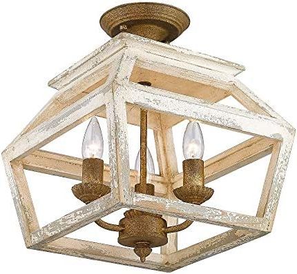 Most Recently Released Golden Lighting 0839 Sf Bc Haiden Semi Flush, Burnished Chestnut – –  Amazon Throughout Chestnut Lantern Chandeliers (View 6 of 15)