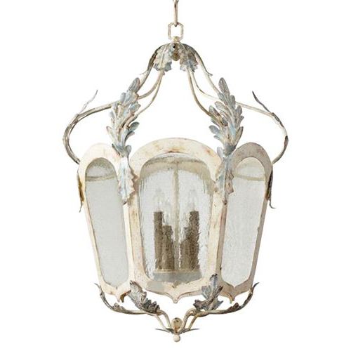 Most Up To Date County French Iron Lantern Chandeliers In Chantilly French Country Parisian Blue White 6 Light Lantern Pendant Medium  (21" – 26" Wide) (View 10 of 15)