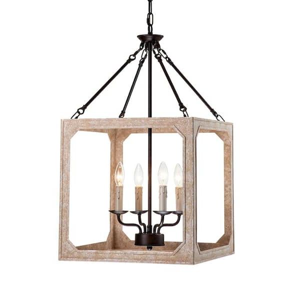 Most Up To Date Edvivi Penelope French Country 4 Light Antique White And Rust Iron Finish  Farmhouse Lantern Chandelier Epl138wh – The Home Depot Throughout Cream And Rusty Lantern Chandeliers (View 3 of 15)
