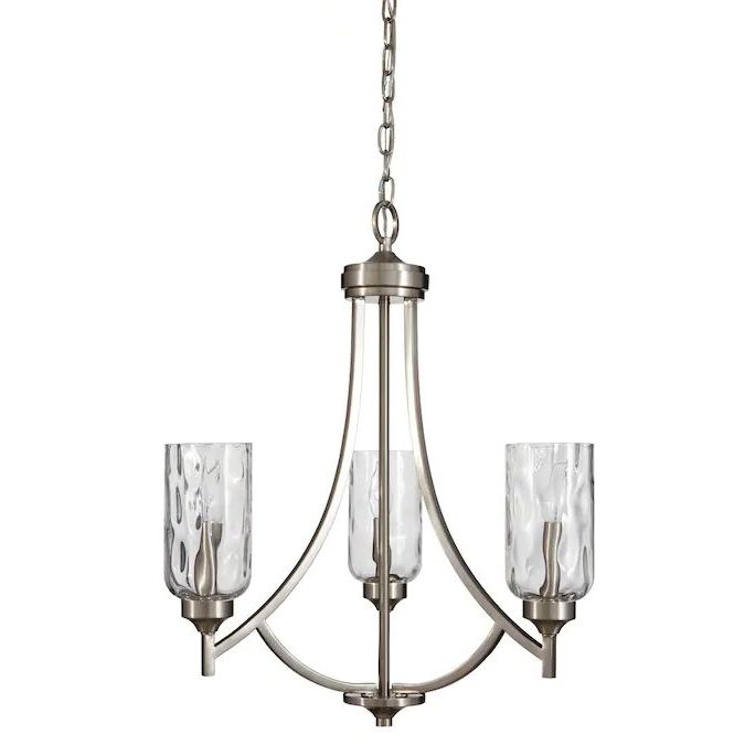 Most Up To Date Textured Nickel Lantern Chandeliers In Allen + Roth Latchbury 3 Light Brushed Nickel Transitional Chandelier In  The Chandeliers De… (View 3 of 15)