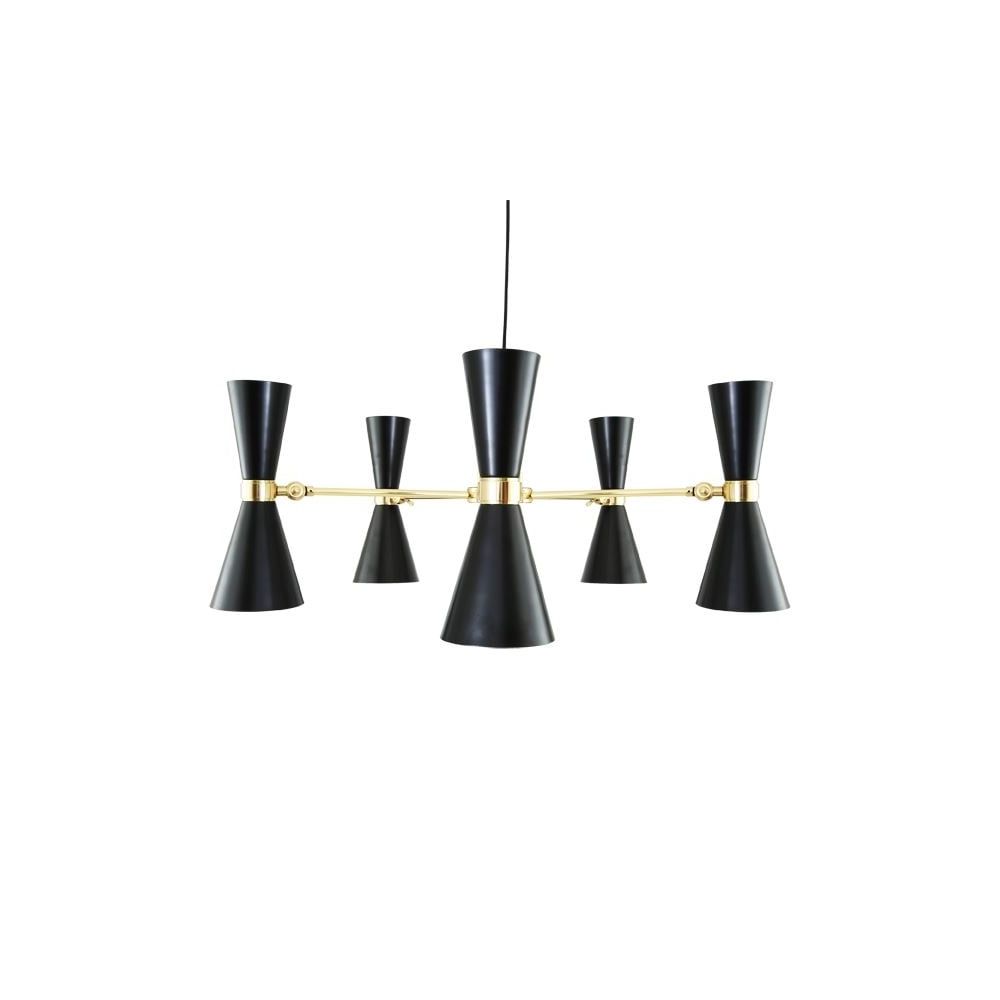 Most Up To Date White Powder Coat Chandeliers Regarding Contemporary Polished Brass Black Chandelier – Lighting And Lights Uk (View 12 of 15)