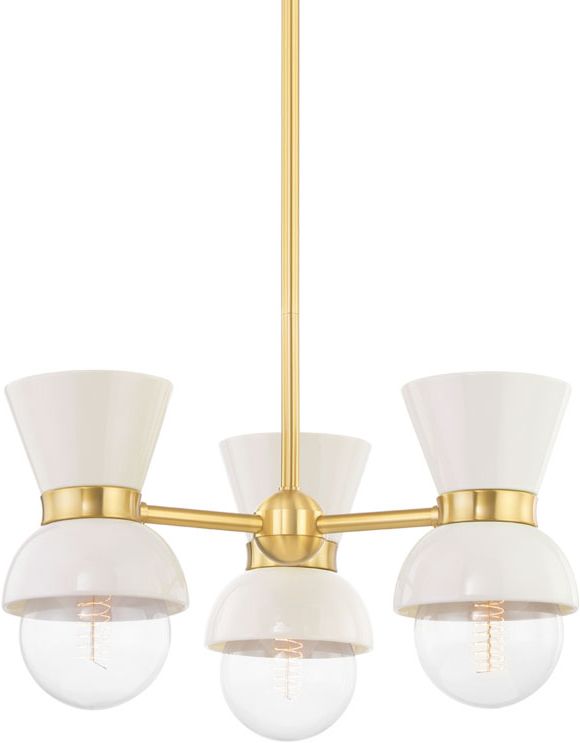 Newest Mitzi H469603 Agb/ccr Gillian Modern Aged Brass And Ceramic Gloss Cream  Mini Ceiling Chandelier – Mtz H469603 Agb Ccr With Gloss Cream Chandeliers (View 1 of 15)