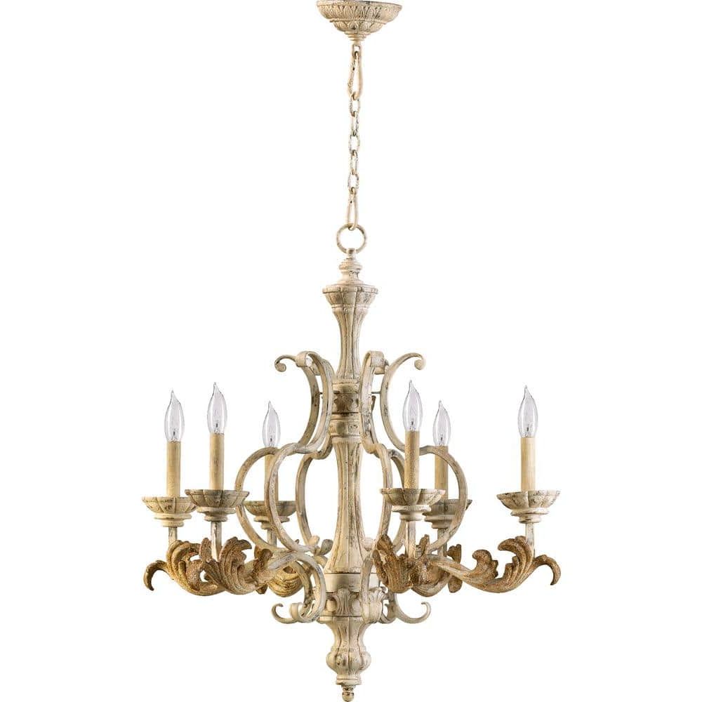 Persian White Chandeliers Throughout Widely Used Quorum International Florence 6 Light Persian White Chandelier 6037 6 70 –  The Home Depot (View 7 of 15)
