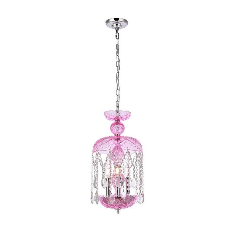 Pink Royal Cut Crystals Chandeliers For Preferred Rococo 3 Light 11 In (View 4 of 15)