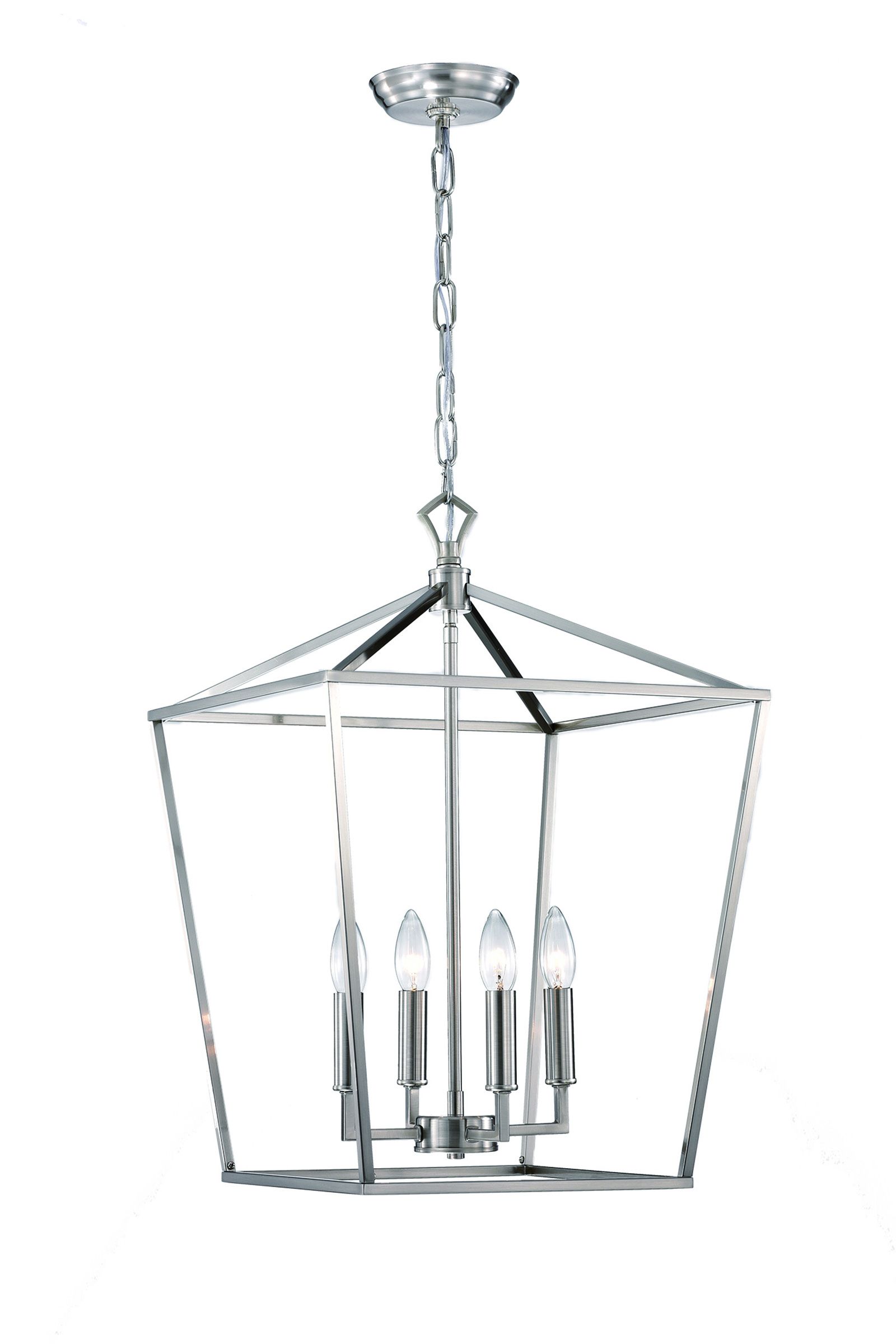 Polished Nickel Lantern Chandeliers Throughout Recent 4 Light Brushed Nickel Lantern Pendant Chandelier 16 In – Edvivi Lighting (View 7 of 15)