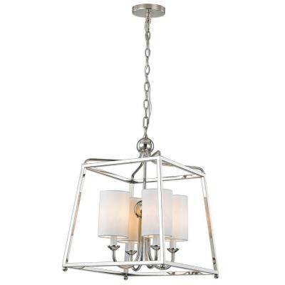 Polished Nickel Pendant, Polished Nickel, Cage Pendant Light Pertaining To Deco Polished Nickel Lantern Chandeliers (View 9 of 15)
