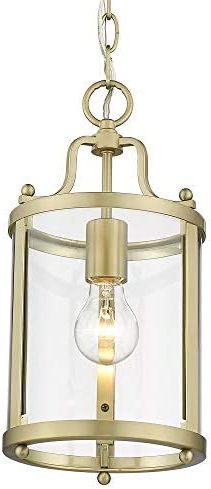 Popular Brushed Champagne Lantern Chandeliers Regarding Payton Mini Pendant Brushed Champagne Bronze With Clear Glass – – Amazon (View 3 of 15)