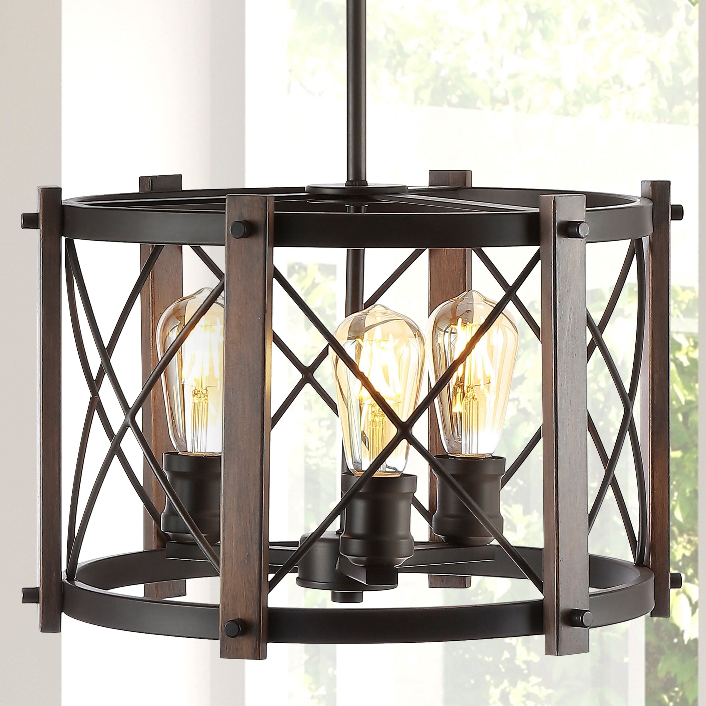 Popular Jonathan Y Ferme Rustic French Country/cottage 3 Light Oil Rubbed  Bronze/brown Farmhouse Globe Led Pendant Light In The Pendant Lighting  Department At Lowes Intended For County French Iron Lantern Chandeliers (View 11 of 15)