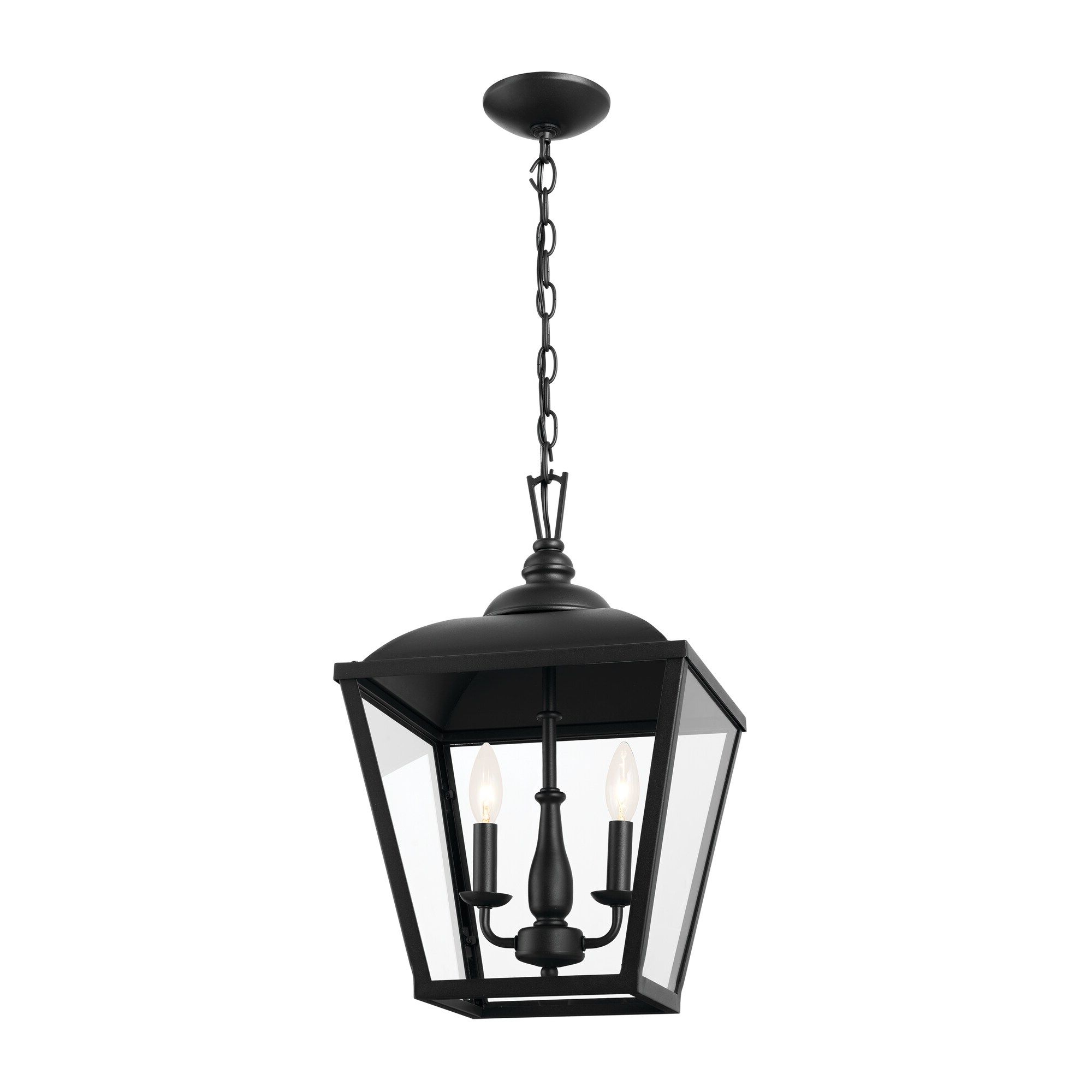 Popular Kichler Dame 3 Light Textured Black Farmhouse Clear Glass Lantern Pendant  Light In The Pendant Lighting Department At Lowes Intended For Textured Black Lantern Chandeliers (View 4 of 15)