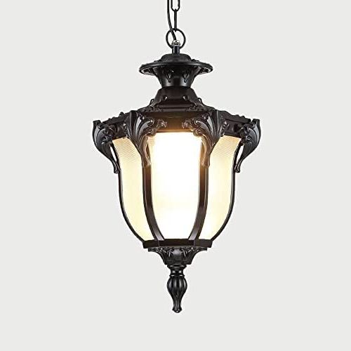 Preferred Eybopb Slawa Outdoor Pendant Lights, 1 Light 13 Inch Vintage Exterior  Hanging Lantern Fixture, Glass Exterior Pendant Lamp Aluminum Waterproof  Ip54 For Porch, Patio, Entryway, Black (e 0525) – – Amazon In 13 Inch Lantern Chandeliers (View 4 of 15)