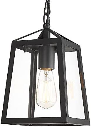 Preferred Textured Black Lantern Chandeliers In Amazon: Kauen Outdoor Pendant Lights For Porch,exterior Hanging Light  Fixtures,outdoor Lantern Pendant Light In Textured Black Finish W/clear  Glass Panel – 2451 1h : Everything Else (View 11 of 15)