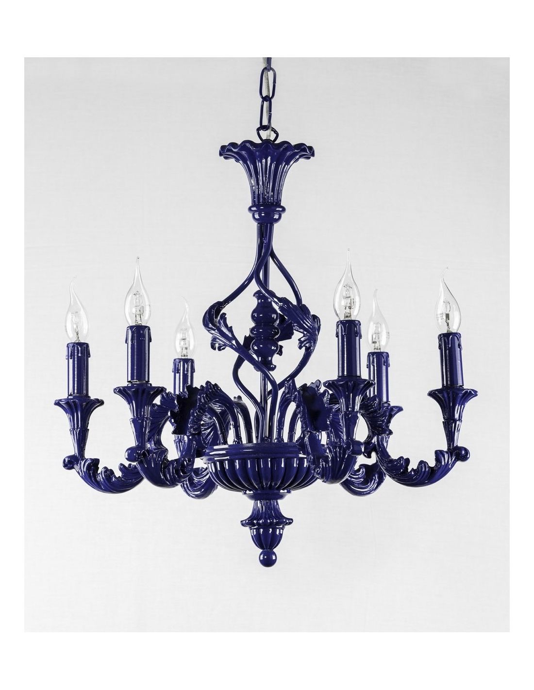 Recent Blue Chandeliers Intended For Blue Wooden Chandelier 6 Lights Tp  (View 4 of 15)