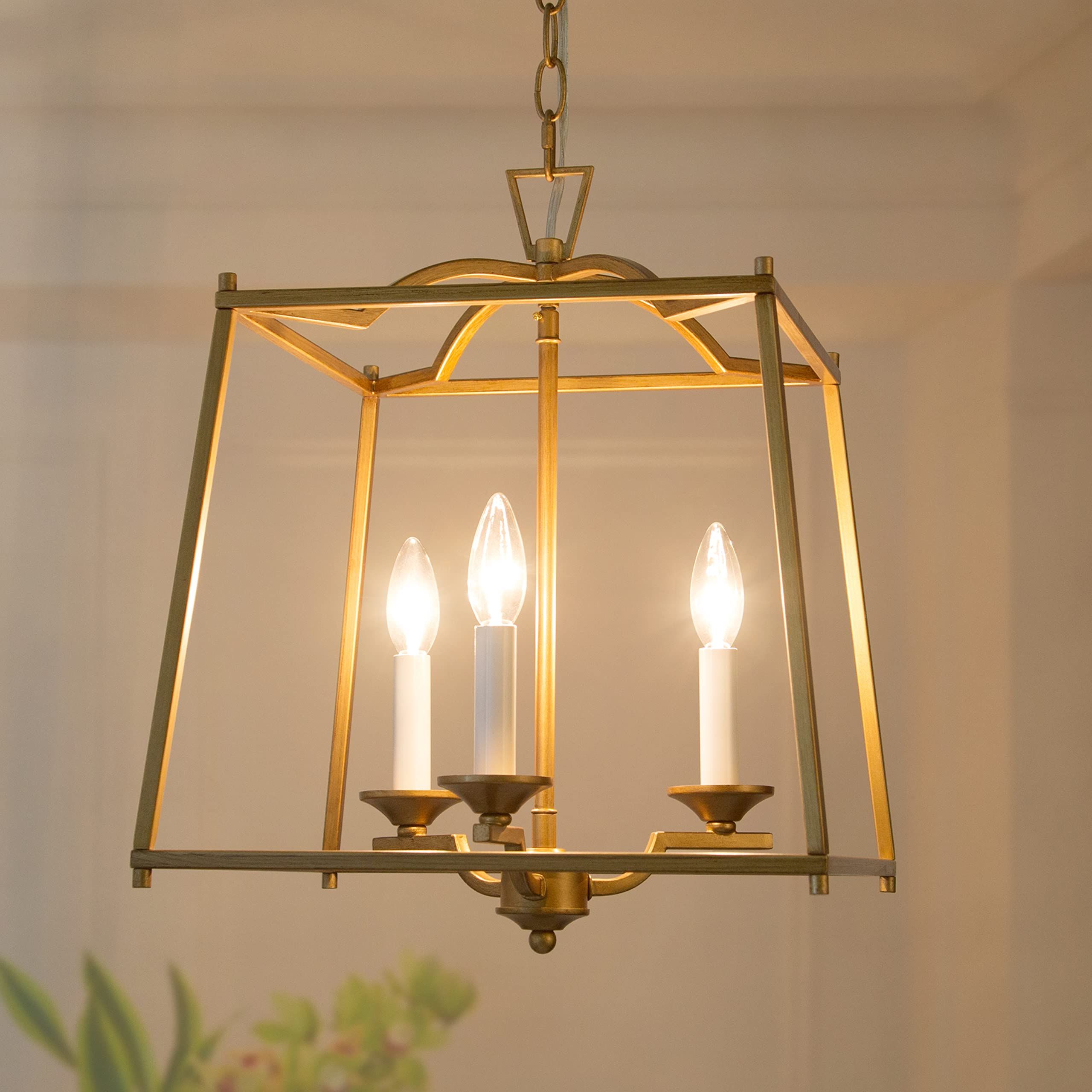 Recent Gold Lantern Chandelier, Gold Pendant Lighting For Kitchen Island With Antique  Gold Finish, Foyer Hanging Light Fixture For Dining Room, Entryway,  Kitchen,  (View 2 of 15)