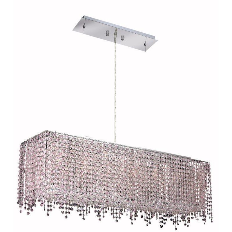 Rosaline Crystals Chandeliers Within Most Up To Date Elegant Lighting 1391d32c Ro/rc Moda 6 Lights Chandelier In Chrome With  Royal Cut Rosaline Pink Crystal (View 6 of 15)