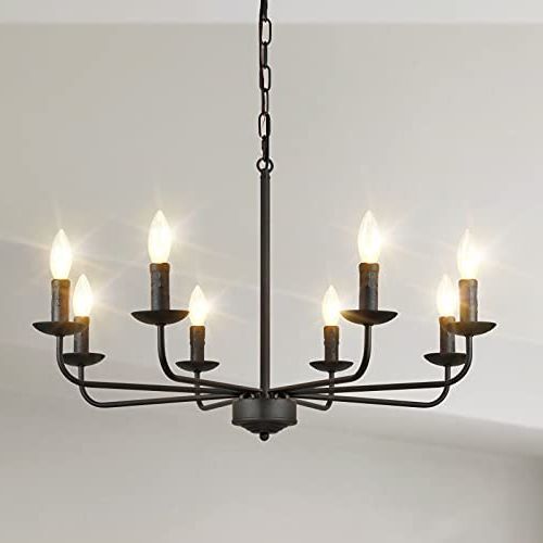 Sand Black Chandeliers Inside Recent Modern Chandelier Matte Black For Dining Room Classic Candelabra Style Iron  Ceiling Hanging Light Fixture 8 Candle Lights, Rustic Industial Pendant  Light For Kitchen Island Living Room, Dohomer – – Amazon (View 6 of 15)