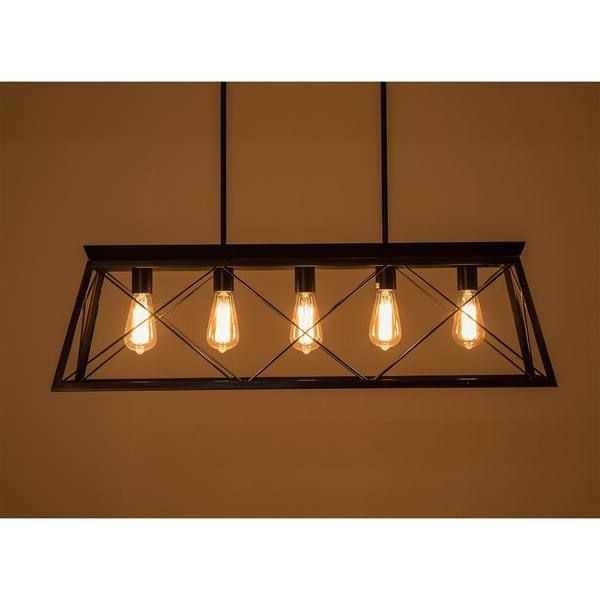 Simpol Home 5 Light Chain Adjustable Chandeliers Ceiling Lighting Fixture,  Modern Rectangular Farmhouse Chandelier Shl 359 – The Home Depot Within Most Recently Released Adjustable Chandeliers (View 14 of 15)