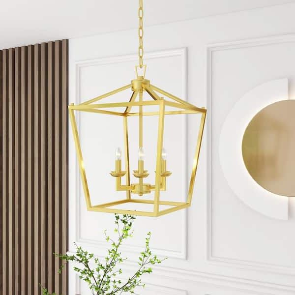 Six Light Lantern Chandeliers Within Favorite Uixe 6 Light Gold Square Lantern Pendant Light Ssidl50336sg – The Home Depot (View 12 of 15)