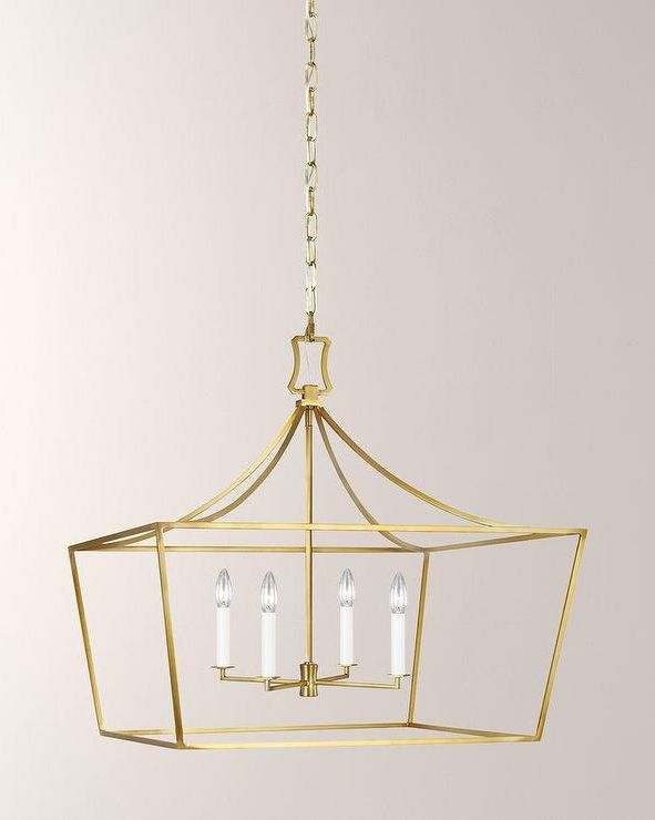 Southold Curved Brass 4 Light Wide Lantern Chandelier In Most Recently Released Burnished Brass Lantern Chandeliers (View 9 of 15)