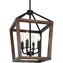 Sullivan Rustic Blue Lantern Chandeliers Regarding Most Recent 4 Light Rustic Chandelier, Classic Lantern Pendant Light With Oak Wood And  Iron Finish, Farmhouse Lighting Fixtures For Dining Room, Kitchen, Hallway  – – Amazon (View 7 of 15)