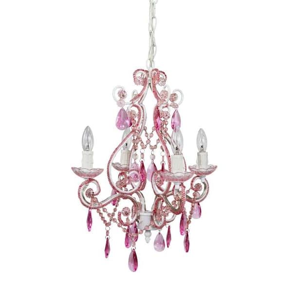 Tadpoles 4 Light Pink Mini Chandelier Cchapl404 – The Home Depot For Current Mini Chandeliers (View 12 of 15)