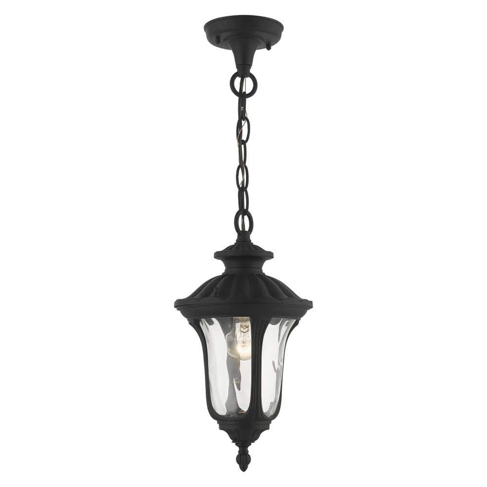 Textured Black Lantern Chandeliers Intended For Preferred Livex Lighting Oxford 1 Light Textured Black Outdoor Pendant Lantern  7849 14 – The Home Depot (View 15 of 15)