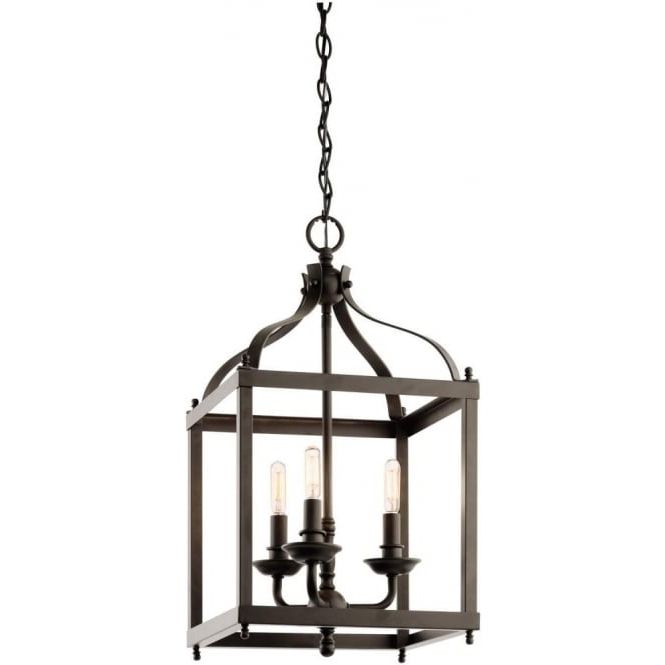 Traditional Square Bronze Lantern Hanging On Long Drop Adjustable Chain With Trendy Bronze Lantern Chandeliers (View 3 of 15)