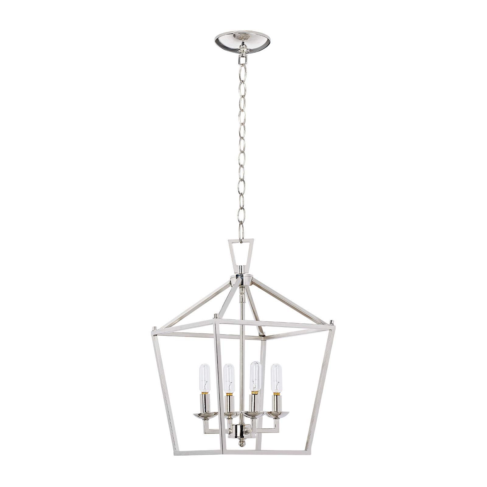 Trendy Polished Nickel Lantern Chandeliers In Motini 4 Light Silver Lantern Pendant Light Polished Nickel Finish Hanging  Light Fixture Geometric Chandelier With Adjustable Chain Metal Cage Pendant  Lighting For Kitchen Island Dining Room Foyer – – Amazon (View 15 of 15)