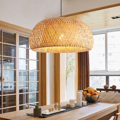 Vintage Bamboo Wicker Rattan Lantern Pendant Light Fixture Hanging Ceiling  Lamp (View 2 of 15)