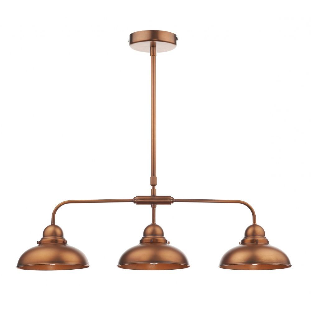Vintage Copper Chandeliers With Newest Retro Style Ceiling Bar Pendant Light In Antique Copper – 3 Light (View 7 of 15)
