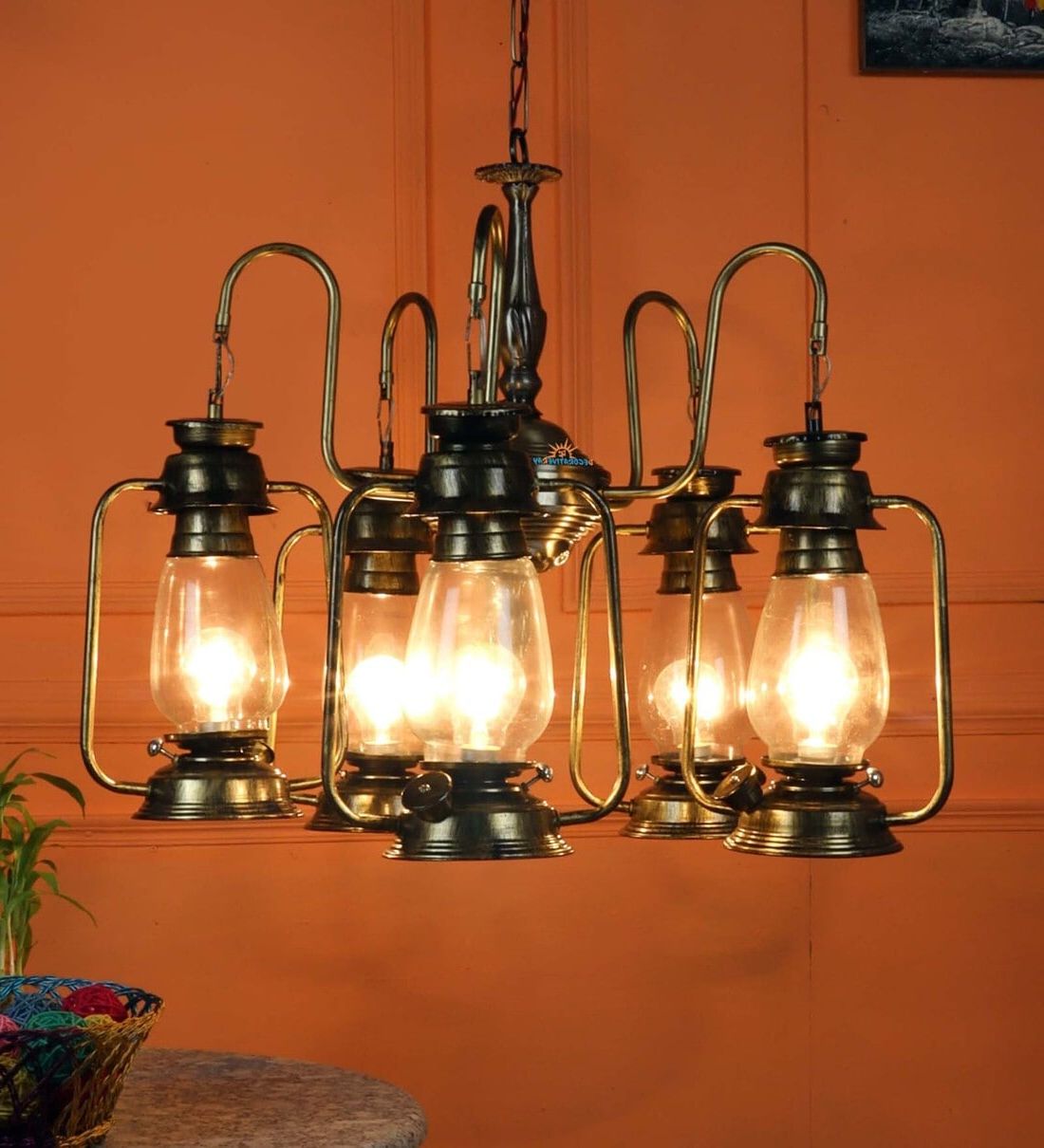 Well Known Buy Antique Lantern Chandelier In Clear Glassdecorativeray Online –  Shaded Chandeliers – Chandeliers – Lamps And Lighting – Pepperfry Product In Lantern Chandeliers With Clear Glass (View 8 of 15)