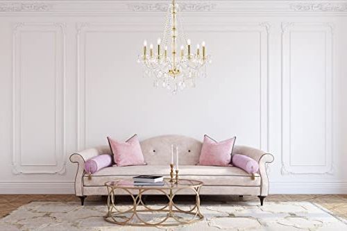 Well Known Elegant Lighting 7858d28g/rc Royal Cut Clear Crystal Verona 8 Light,  Single Tier Crystal Chandelier, 28" X 34", Finished In Gold With Clear  Crystals – – Amazon Intended For Pink Royal Cut Crystals Chandeliers (View 7 of 15)