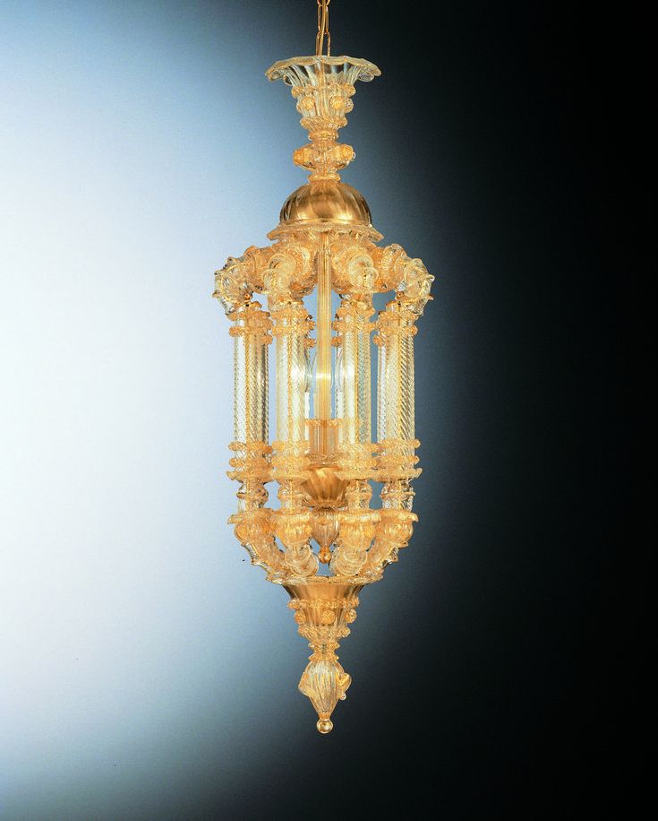 Well Known Gold Leaf Lantern Chandeliers Intended For Special #lantern In “#rezzonico” Style With 3 #lights In #venetian #glass  All Covered In #gold Leaf 24 Carats (View 4 of 15)
