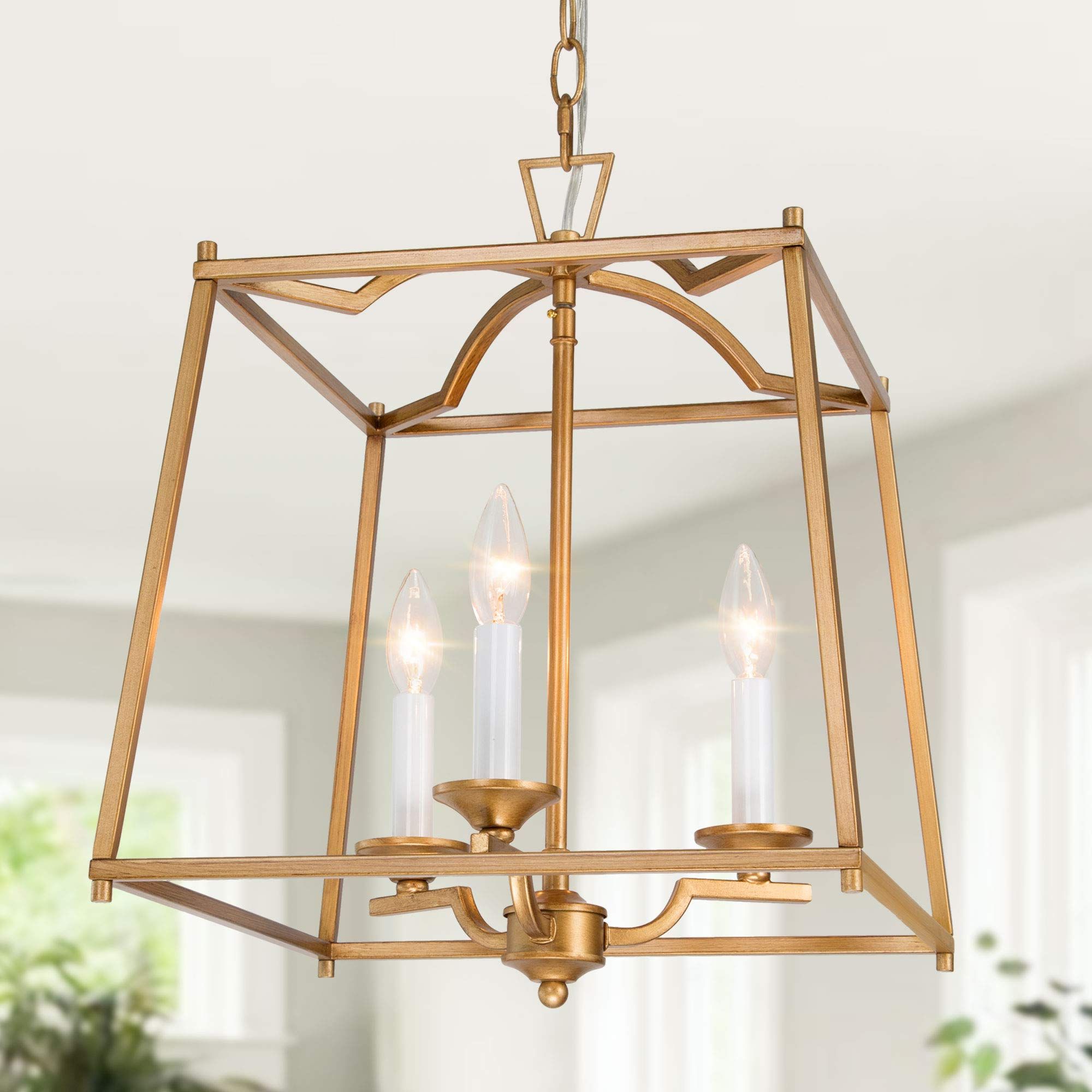 Well Known Ksana Gold Pendant Light Fixtures, Large Lantern Chandelier, Foyer Pendant  Lighting For Kitchen Island, Hallway And Entryway,  (View 11 of 15)