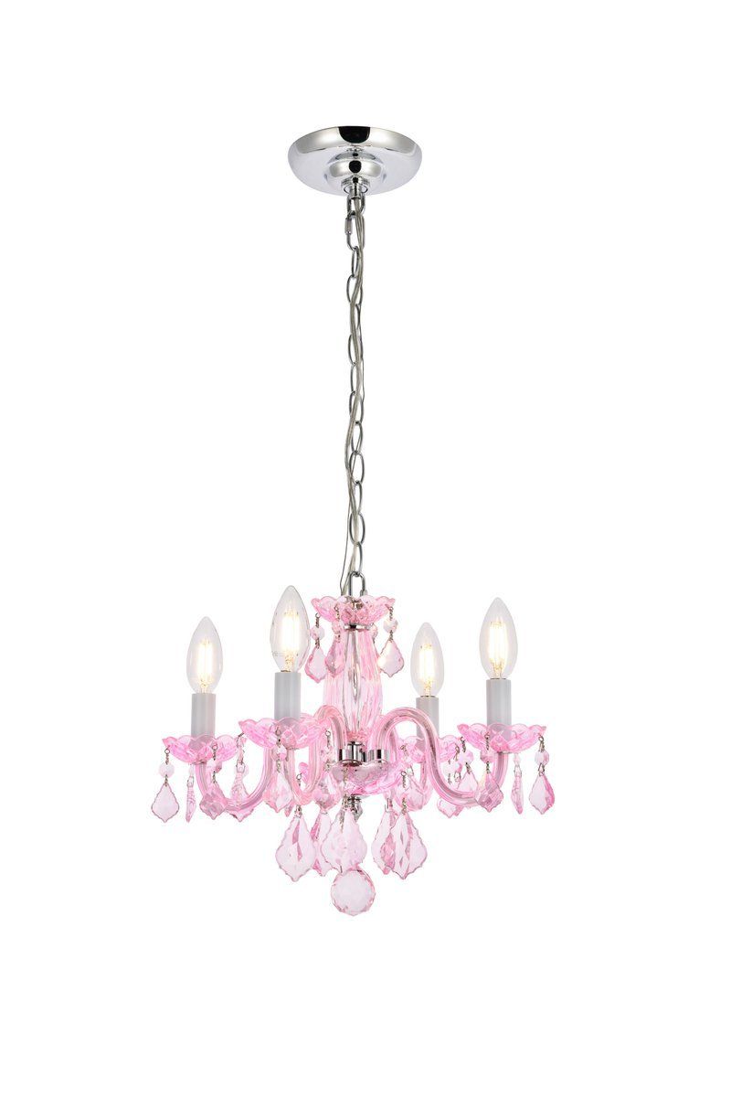 Well Known Rococo 4 Light Pink Pendant Rosaline (Pink) Royal Cut Crystal : H8Lv (View 14 of 15)