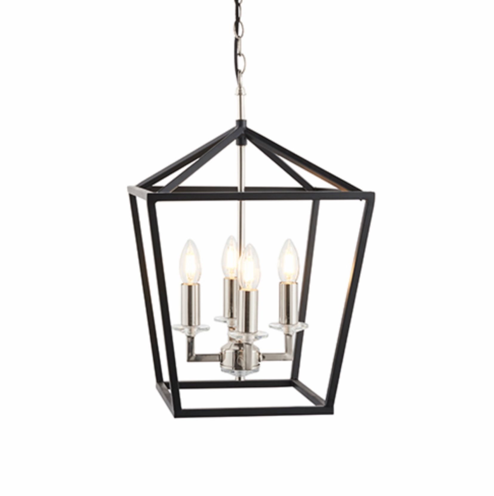 Well Known Textured Nickel Lantern Chandeliers With Nicholas – Black And Bright Nickel Lantern Pendant – Lightbox (View 14 of 15)