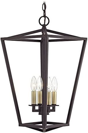 Well Liked 23 Inch Lantern Chandeliers With Regard To Lantern Pendant Light 4 Lt 23 Inch Tall Bronze And Brass – – Amazon (View 2 of 15)