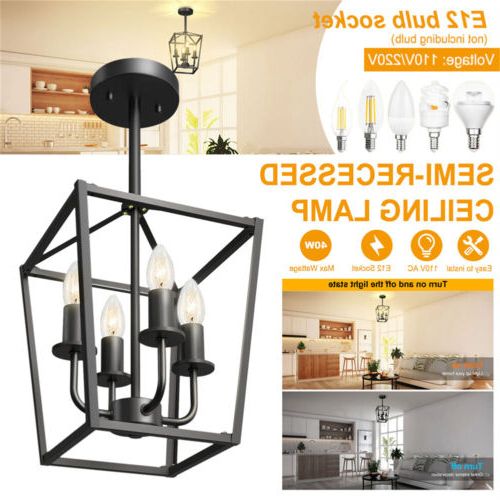 Well Liked French Country E12, E14 Iron Square Lantern Chandelier With 4 Light Home  Decor (View 5 of 15)
