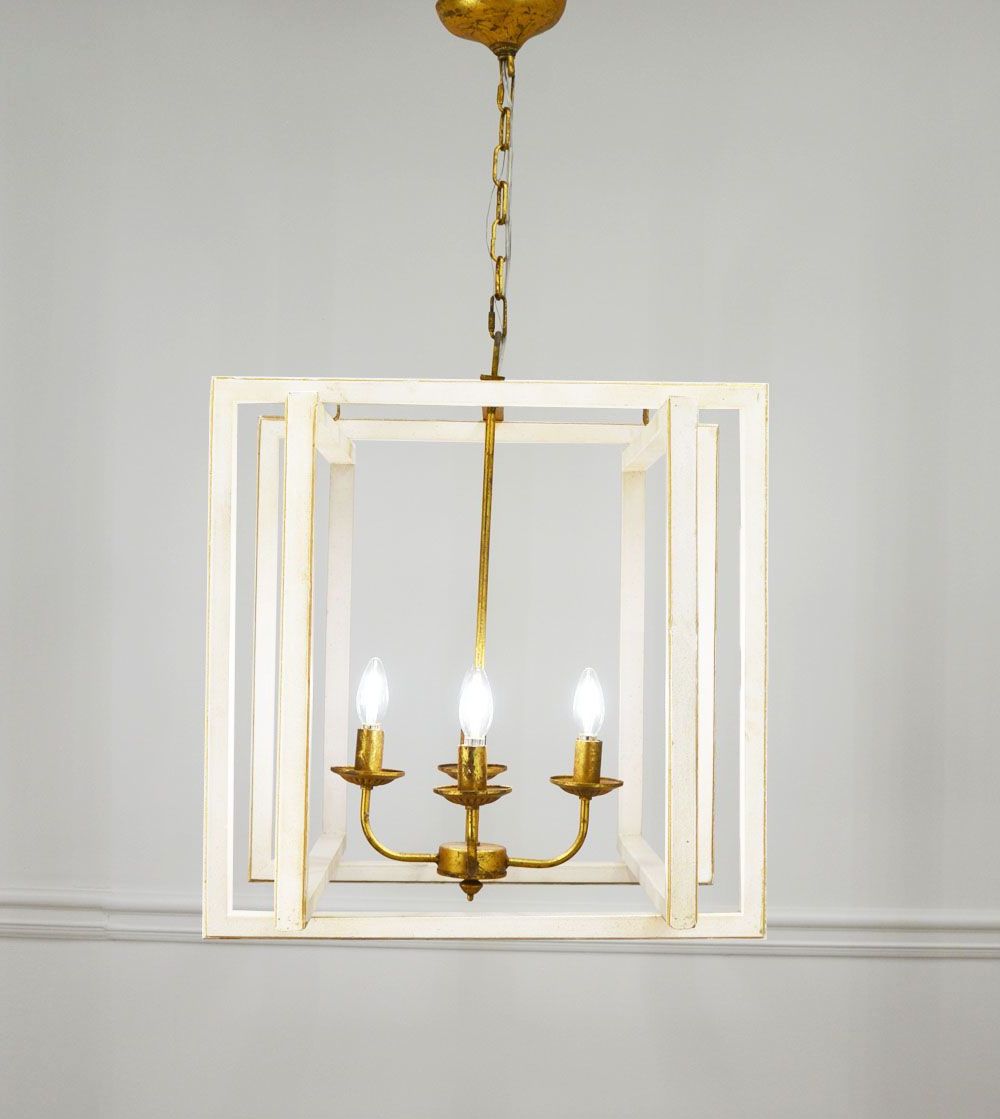 White Gold Lantern Chandeliers In Famous Martin 4 Light White And Gold Lantern (View 2 of 15)