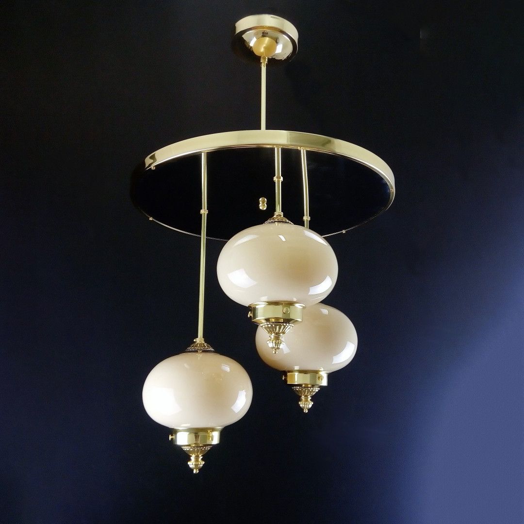 Widely Used Opal Glass Chandeliers Within Large Brass Chandeliers With Opal Glass Balls In Art Deco Style (View 5 of 15)