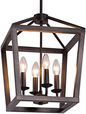 Widely Used Sullivan Rustic Blue Lantern Chandeliers Within Amazon: Q&s Farmhouse Chandelier Light Fixture,vintage Rustic Pendant  Lighting,square Lantern,orb And Bronze Rubbed Metal Hanging Lighting  Fixtures For Dining Room Kitchen Foyer Entryway 4 Lights Ul Listed : Home &  Kitchen (View 5 of 15)