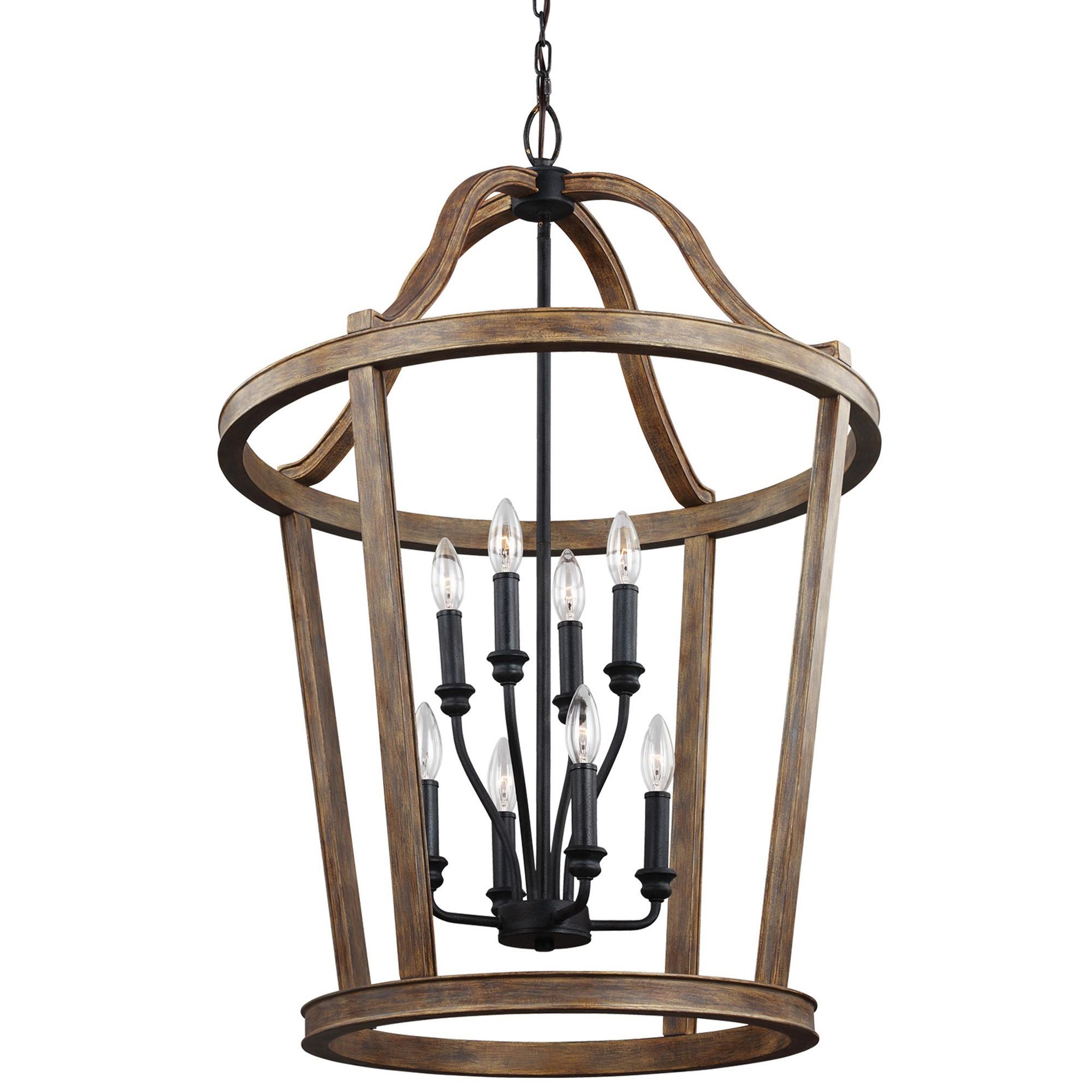 Wood Chandelier, Lantern Pendant  Lighting, Weathered Oak In Most Up To Date Weathered Oak Wood Lantern Chandeliers (View 4 of 15)