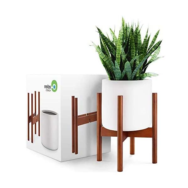 14 Inch Plant Stands Inside Most Current 14" Mid Century Modern Large Planter With Stand, Elevated Plant Stand With  Pot Included, 10 Inch White Plant Pot, 14 Inch Tall Bamboo Plant Holder For  Indoor Snake Plants Flowers, Wood & (View 7 of 15)