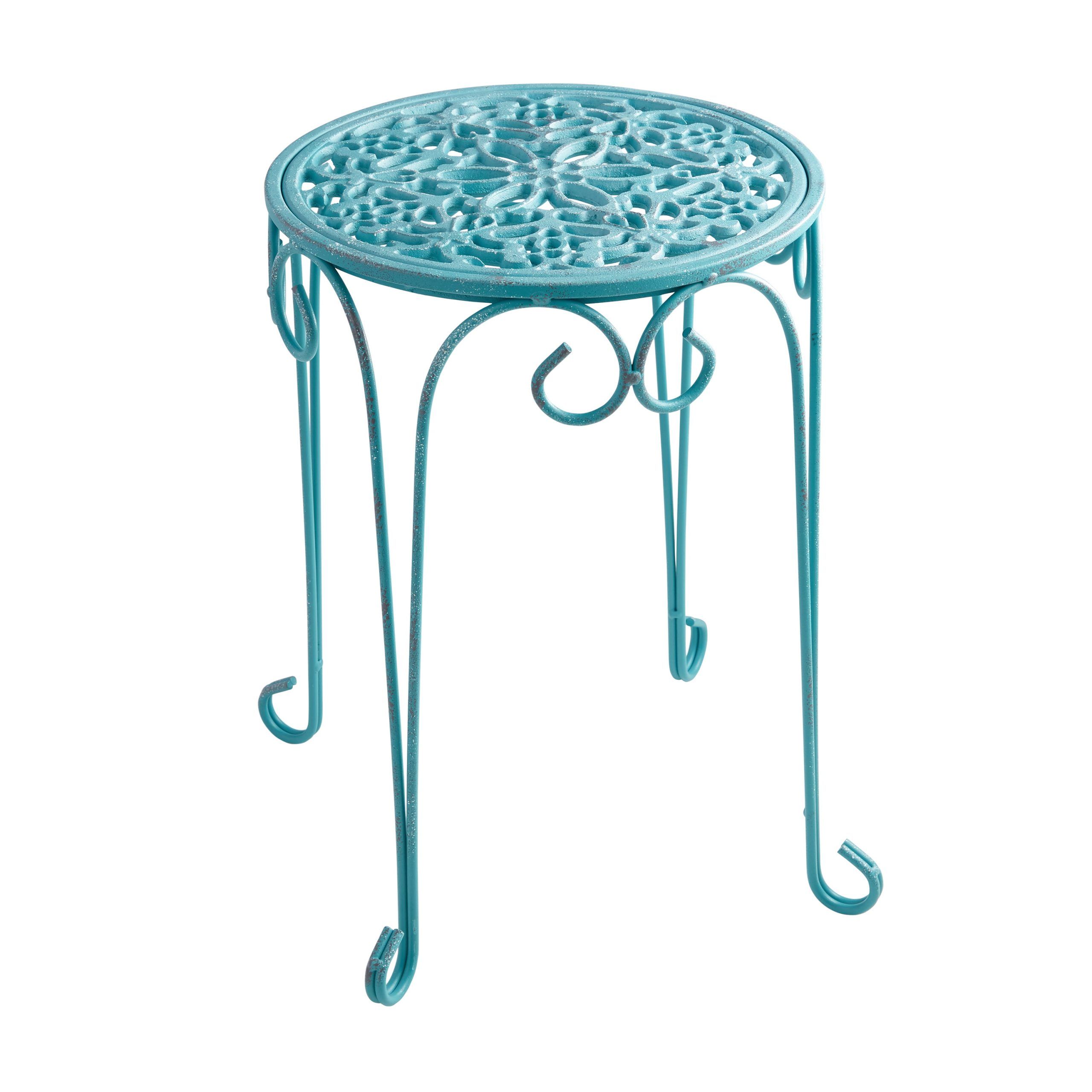 16 Inch Plant Stands Throughout Most Recently Released The Pioneer Woman 16" Cast Iron Plant Stand Teal Color With Distressed  Finish – Walmart (View 9 of 15)