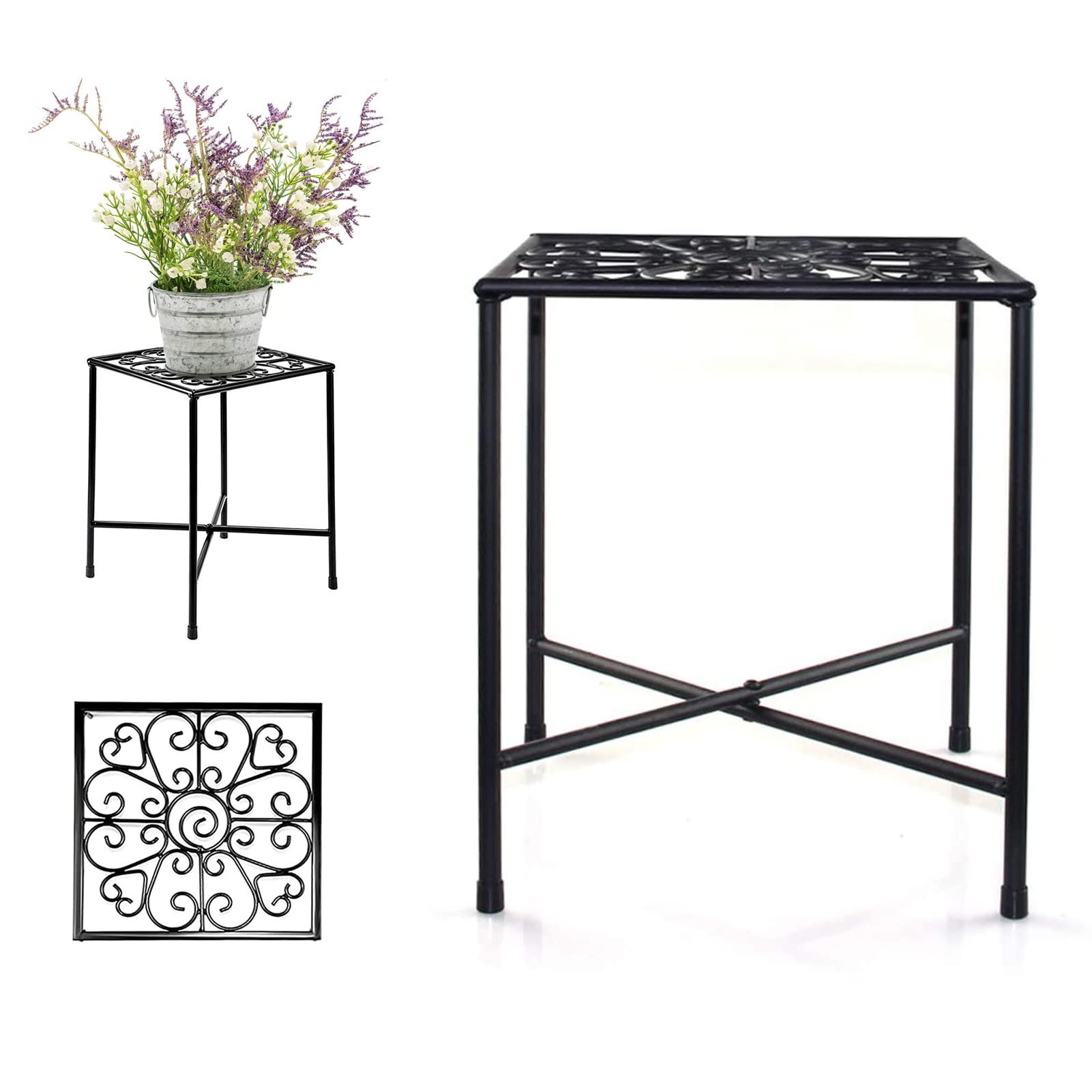 1pcs Metal Plant Stand, Elegantly Designed Art Iron Flower Stand For Decor  Plant Corner, Durable Rust Resistant Black Modern Plant Stand For Home  Garden Display Greenery – Easy Assembly For Most Up To Date Iron Square Plant Stands (View 11 of 15)