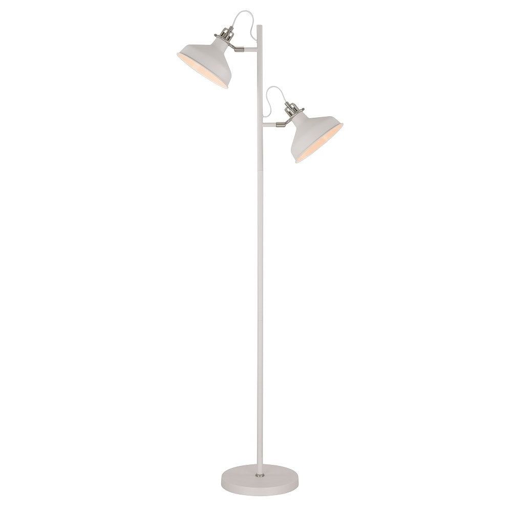 2 Arm Standing Lamps In Well Known Matt White Vintage Floor Standing Lamp With Two Adjustable Angled Shades (View 7 of 15)