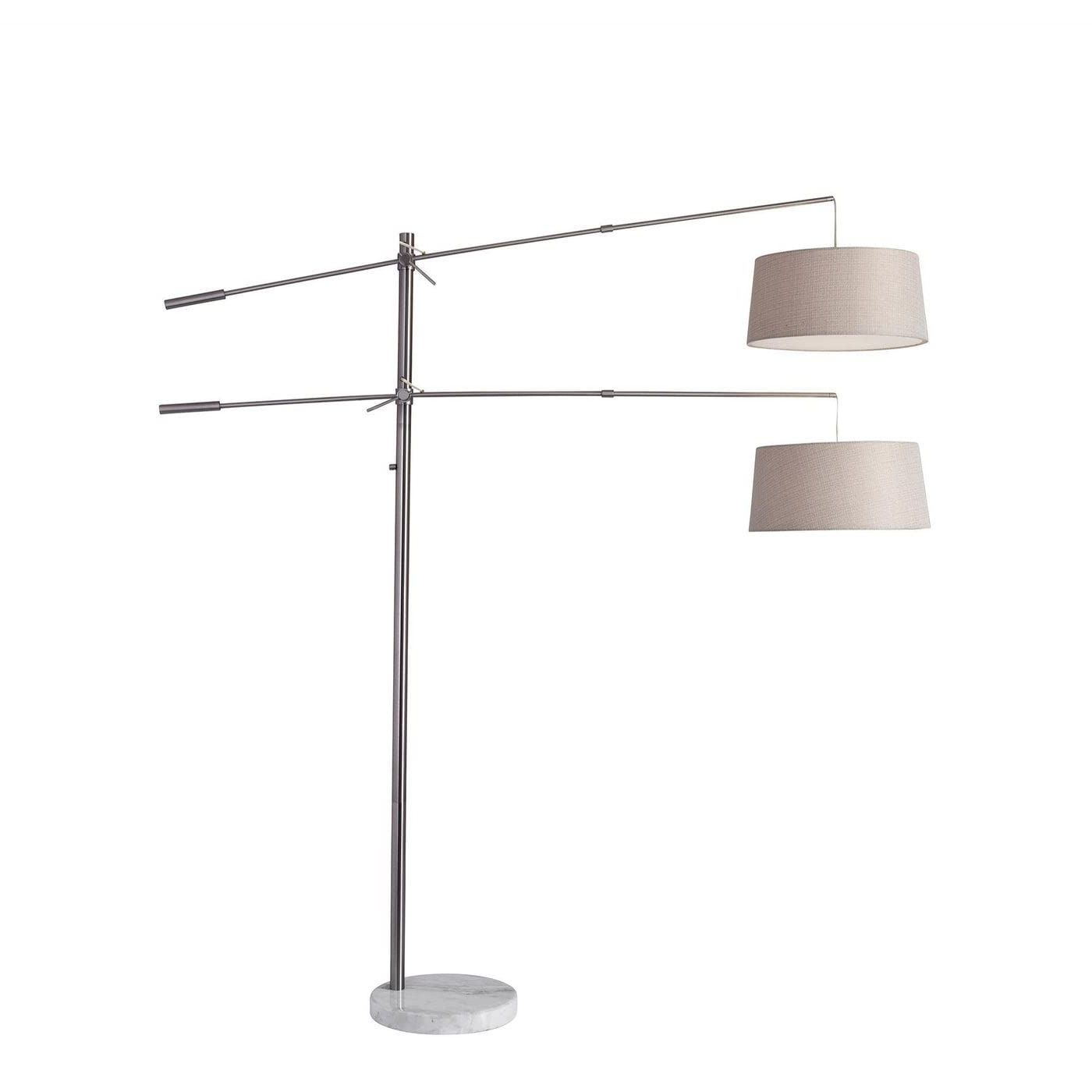 2 Arm Standing Lamps Regarding 2020 Amazon: Adesso 5275 22 Manhattan Two Arm Arc Lamp, 78 102 In, 2 X 150w  Incandescent/ 13w Cfl, Brushed Steel, 1 Floor Lamp : Tools & Home  Improvement (View 2 of 15)