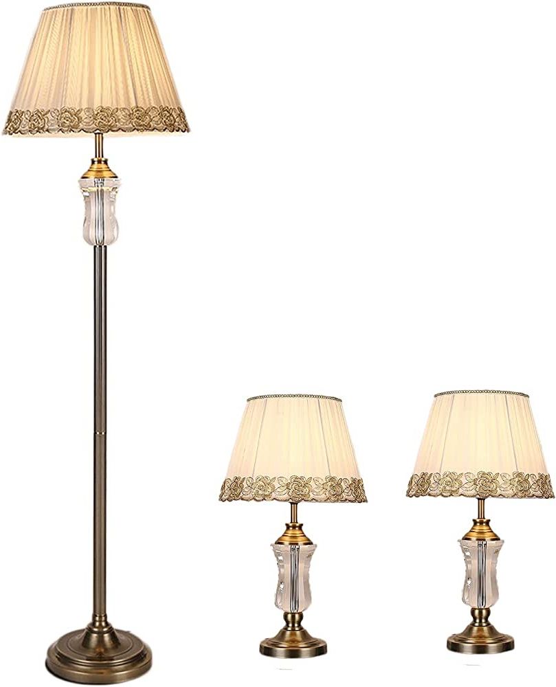 2019 Amazon: Table Lamps And Floor Lamp 3 Pack, 3 Piece Vintage Style Table  And Floor Lamp Set, Ideal Decor For Home, Living Room, Bedroom : Tools &  Home Improvement Inside 3 Piece Set Standing Lamps (View 10 of 15)