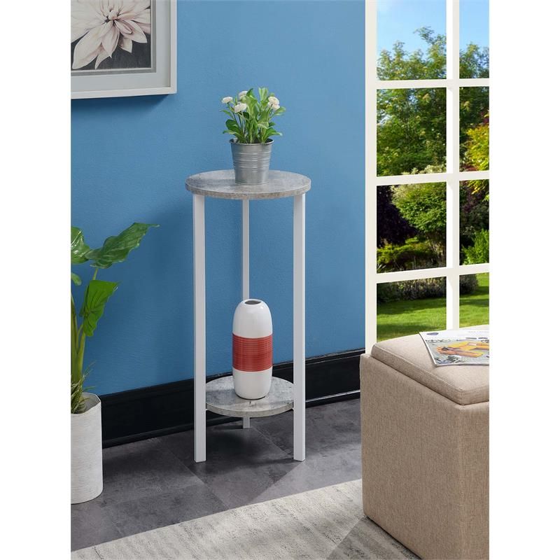 2019 Convenience Concepts Graystone 31 Inch 2 Tier Plant Stand, Faux Birch/white  – Walmart In 31 Inch Plant Stands (View 5 of 15)