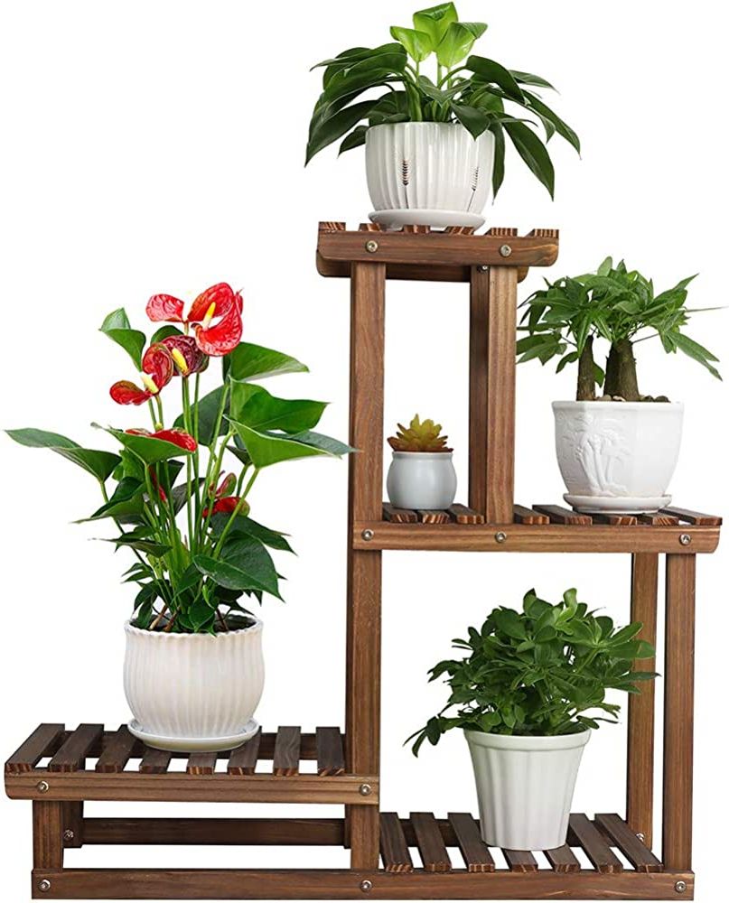 2019 Coogou Wood Plant Stand Indoor Outdoor 4 Tiers Plant Rack Corner Planter  Shelf Flower Pot Holder For Living Room Garden Patio Yard Porch (space  Saving, (View 2 of 15)