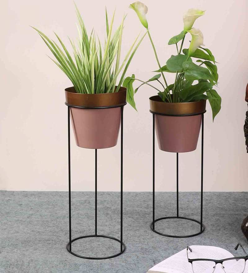 2019 Prism Plant Stands Regarding Buy Pink Metal Floor Planterspristine Interiors Online – Floor Planters  – Pots & Planters – Home Decor – Pepperfry Product (View 14 of 15)